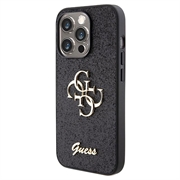 iPhone 15 Pro Guess Fixed Glitter 4G Metal Logo Deksel - Svart