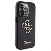 iPhone 15 Pro Guess Fixed Glitter 4G Metal Logo Deksel - Svart