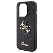 iPhone 15 Pro Guess Fixed Glitter 4G Metal Logo Deksel - Svart