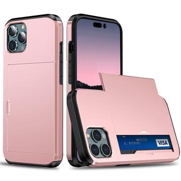 iPhone 15 Pro Hybrid-deksel med Skyvekortspor - Roségull