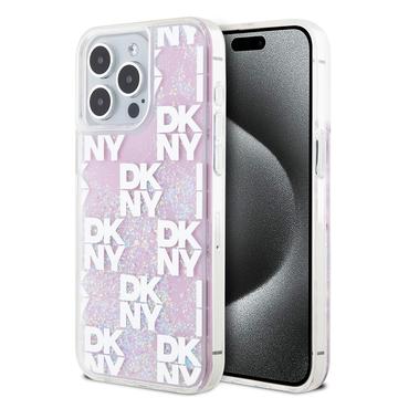 iPhone 15 Pro Max DKNY Liquid Glitter Checkered Pattern Deksel - rosa