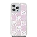 iPhone 15 Pro Max DKNY Liquid Glitter Checkered Pattern Deksel - rosa