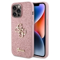 iPhone 15 Pro Max Guess Fixed Glitter 4G Metal Logo Deksel - Rosa