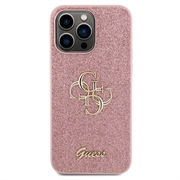 iPhone 15 Pro Max Guess Fixed Glitter 4G Metal Logo Deksel - Rosa