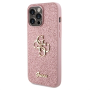 iPhone 15 Pro Max Guess Fixed Glitter 4G Metal Logo Deksel - Rosa