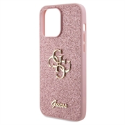 iPhone 15 Pro Max Guess Fixed Glitter 4G Metal Logo Deksel - Rosa