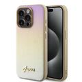 iPhone 15 Pro Max Guess Iridescent Metal Script Hybrid-deksel - Gull