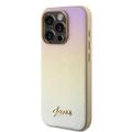 iPhone 15 Pro Max Guess Iridescent Metal Script Hybrid-deksel - Gull