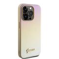 iPhone 15 Pro Max Guess Iridescent Metal Script Hybrid-deksel - Gull