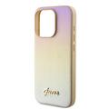 iPhone 15 Pro Max Guess Iridescent Metal Script Hybrid-deksel - Gull