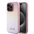 iPhone 15 Pro Max Guess Iridescent Metal Script Hybrid-deksel - Rosa