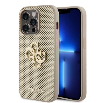 iPhone 15 Pro Max Guess Perforert 4G-glitterlogo Deksel - Gull