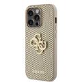 iPhone 15 Pro Max Guess Perforert 4G-glitterlogo Deksel - Gull