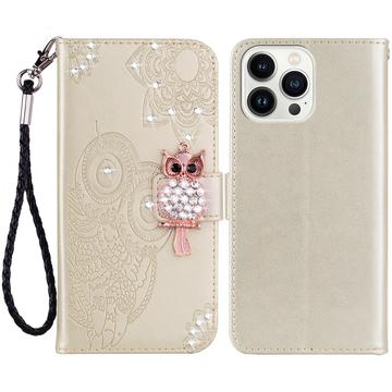 iPhone 15 Pro Max Ugle Rhinestone Lommebok-deksel