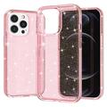 iPhone 15 Pro Max Stylish Glitter Series Hybrid-deksel - Rosa