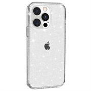 iPhone 15 Pro Max Stylish Glitter Series Hybrid-deksel - Hvit