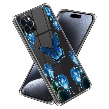 iPhone 15 Pro Max Stilig Ultra-Slim TPU-deksel - Sommerfugl og Blomster