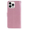 iPhone 15 Pro Ugle Rhinestone Lommebok-deksel - Rose Gold