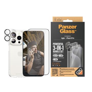 iPhone 15 Pro PanzerGlass 3-i-1 Beskyttelsessett - Klar