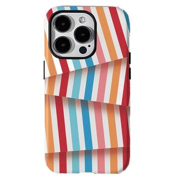 iPhone 15 Pro Striper avtakbart 2-i-1 hybrid-etui - Regnbue