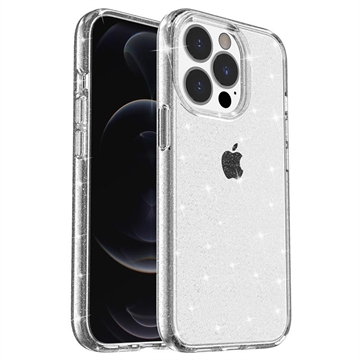 iPhone 15 Pro Stylish Glitter Series Hybrid-deksel - Hvit