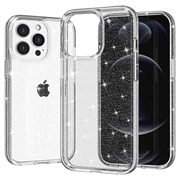 iPhone 15 Pro Stylish Glitter Series Hybrid-deksel - Hvit