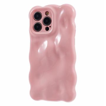 iPhone 15 Pro Wavy Edge Candy Bubbles TPU-deksel - Rosa