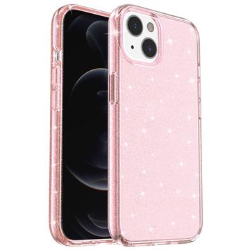 iPhone 15 Stylish Glitter Series Hybrid-deksel - Rosa