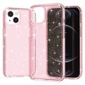 iPhone 15 Stylish Glitter Series Hybrid-deksel - Rosa