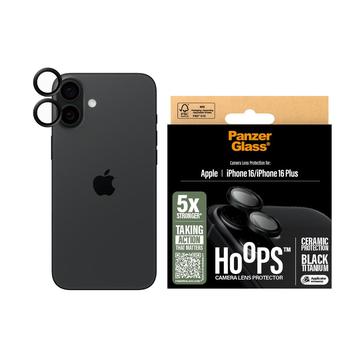 iPhone 16/16 Plus PanzerGlass Hoops keramisk kameralinsebeskytter - svart