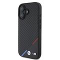 iPhone 16 BMW M Carbon Tricolor Line-deksel - MagSafe-kompatibel - Svart