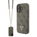 iPhone 16 Guess 4G Strass Triangle Metal Deksel med Crossbody-stropp