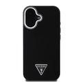 iPhone 16 Guess Grained Triangle Logo-deksel - MagSafe-kompatibel - Svart