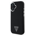 iPhone 16 Guess Grained Triangle Logo-deksel - MagSafe-kompatibel - Svart