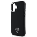 iPhone 16 Guess Grained Triangle Logo-deksel - MagSafe-kompatibel - Svart