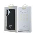 iPhone 16 Guess Grained Triangle Logo-deksel - MagSafe-kompatibel - Svart