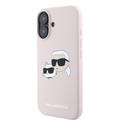 iPhone 16 Karl Lagerfeld Double Heads MagSafe-deksel i flytende silikon - Rosa