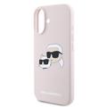 iPhone 16 Karl Lagerfeld Double Heads MagSafe-deksel i flytende silikon - Rosa