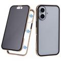 iPhone 16 Magnetisk Deksel med Herdet Glass - Privacy - Gull