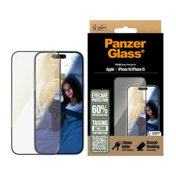 iPhone 16/15 PanzerGlass EyeCare Ultra-Wide Fit EasyAligner Skjermbeskyttere Panzerglass - svart kant