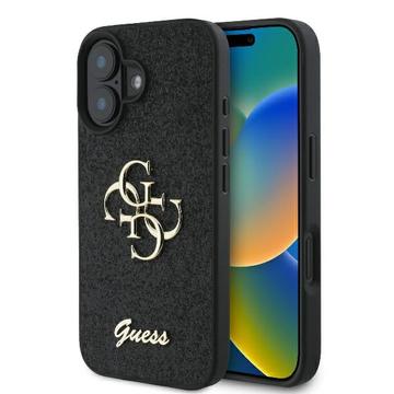 iPhone 16 Plus Guess Fixed Glitter 4G Metal Logo Deksel - Svart