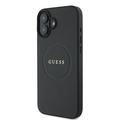 iPhone 16 Plus Guess Grained Classic Logo Hybrid-deksel - MagSafe-kompatibel - Svart