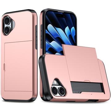 iPhone 16 Plus Hybrid-deksel med Skyvekortspor - Roségull