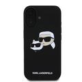 iPhone 16 Plus Karl Lagerfeld Double Heads MagSafe-deksel i flytende silikon - svart