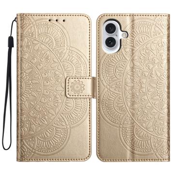 iPhone 16 Plus Mandala Series Lommebok-deksel - Gull