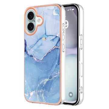 iPhone 16 Plus Marmormønster Galvanisert IMD TPU-deksel