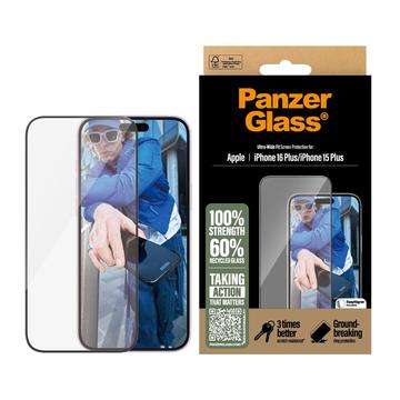 iPhone 16 Plus/15 Plus PanzerGlass Ultra-Wide Fit EasyAligner Skjermbeskytter - Svart Kant