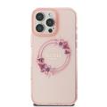 iPhone 16 Pro Guess IML Flowers Wreath-deksel - MagSafe-kompatibelt - Rosa