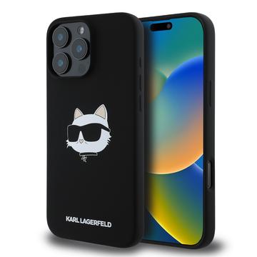 iPhone 16 Pro Karl Lagerfeld Choupette Head MagSafe-deksel i flytende silikon - svart