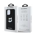 iPhone 16 Pro Karl Lagerfeld Choupette Head MagSafe-deksel i flytende silikon - svart